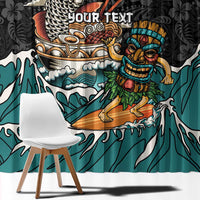 Personalized Japanese Koi Fish Ramen Window Curtain Tiki Surfing Wagara Hibiscus Pattern - Wonder Print Shop