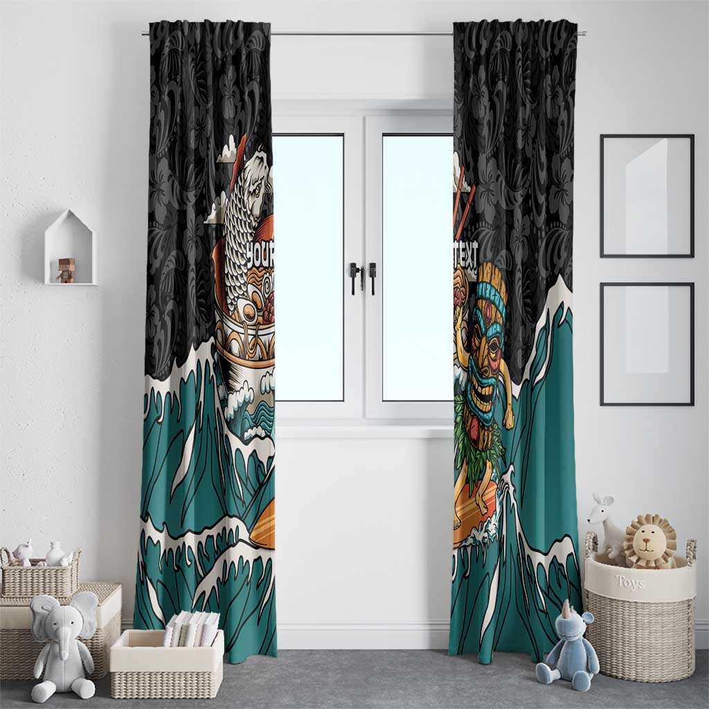 Personalized Japanese Koi Fish Ramen Window Curtain Tiki Surfing Wagara Hibiscus Pattern - Wonder Print Shop