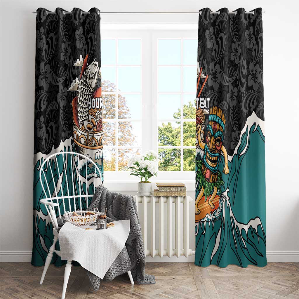 Personalized Japanese Koi Fish Ramen Window Curtain Tiki Surfing Wagara Hibiscus Pattern - Wonder Print Shop