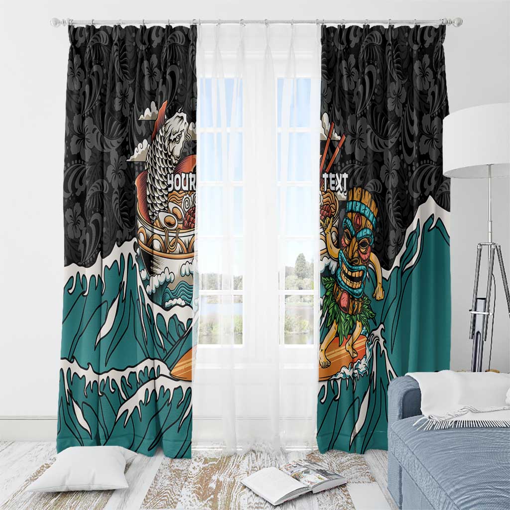 Personalized Japanese Koi Fish Ramen Window Curtain Tiki Surfing Wagara Hibiscus Pattern - Wonder Print Shop
