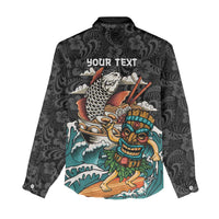 Personalized Japanese Koi Fish Ramen Women Casual Shirt Tiki Surfing Wagara Hibiscus Pattern - Wonder Print Shop