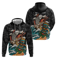 Personalized Japanese Koi Fish Ramen Zip Hoodie Tiki Surfing Wagara Hibiscus Pattern - Wonder Print Shop
