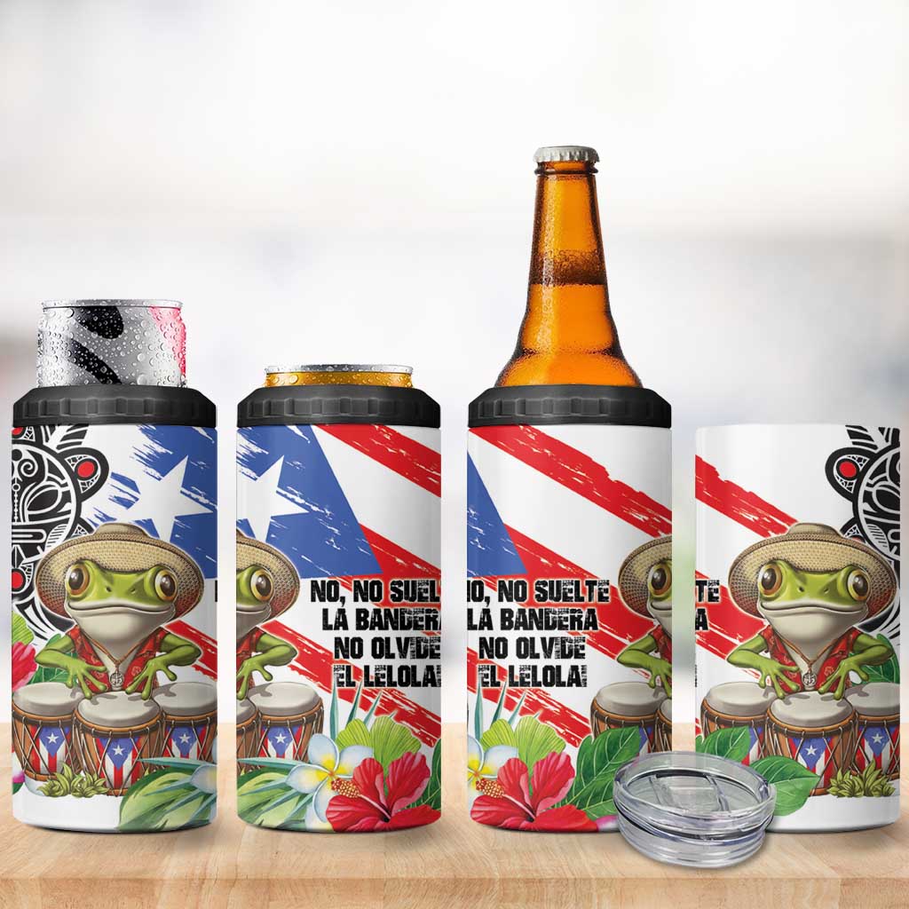 Coqui Frog Puerto Rico 4 in 1 Can Cooler Tumbler No No Suelte La Bandera