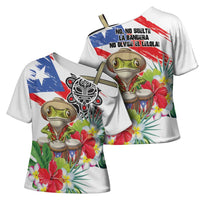 Coqui Frog Puerto Rico Cross Shoulder Shirt No No Suelte La Bandera