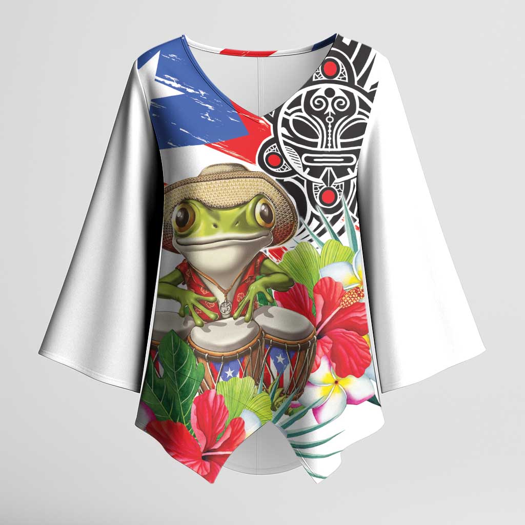 Coqui Frog Puerto Rico Kimono Sleeve Blouse No No Suelte La Bandera