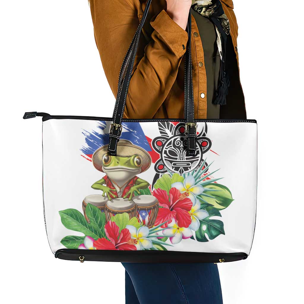 Coqui Frog Puerto Rico Leather Tote Bag No No Suelte La Bandera