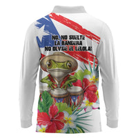 Coqui Frog Puerto Rico Long Sleeve Polo Shirt No No Suelte La Bandera