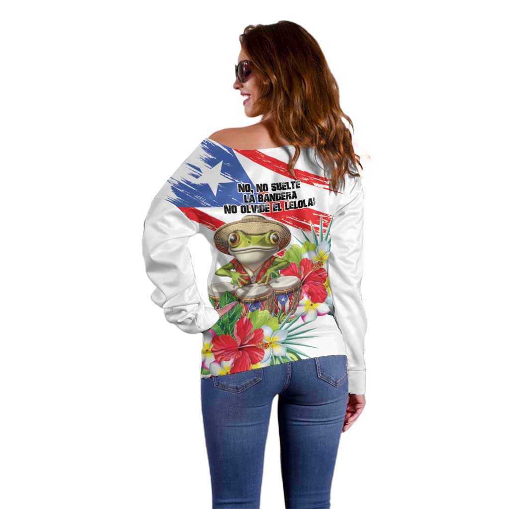 Coqui Frog Puerto Rico Off Shoulder Sweater No No Suelte La Bandera