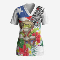 Coqui Frog Puerto Rico Scrub Top No No Suelte La Bandera