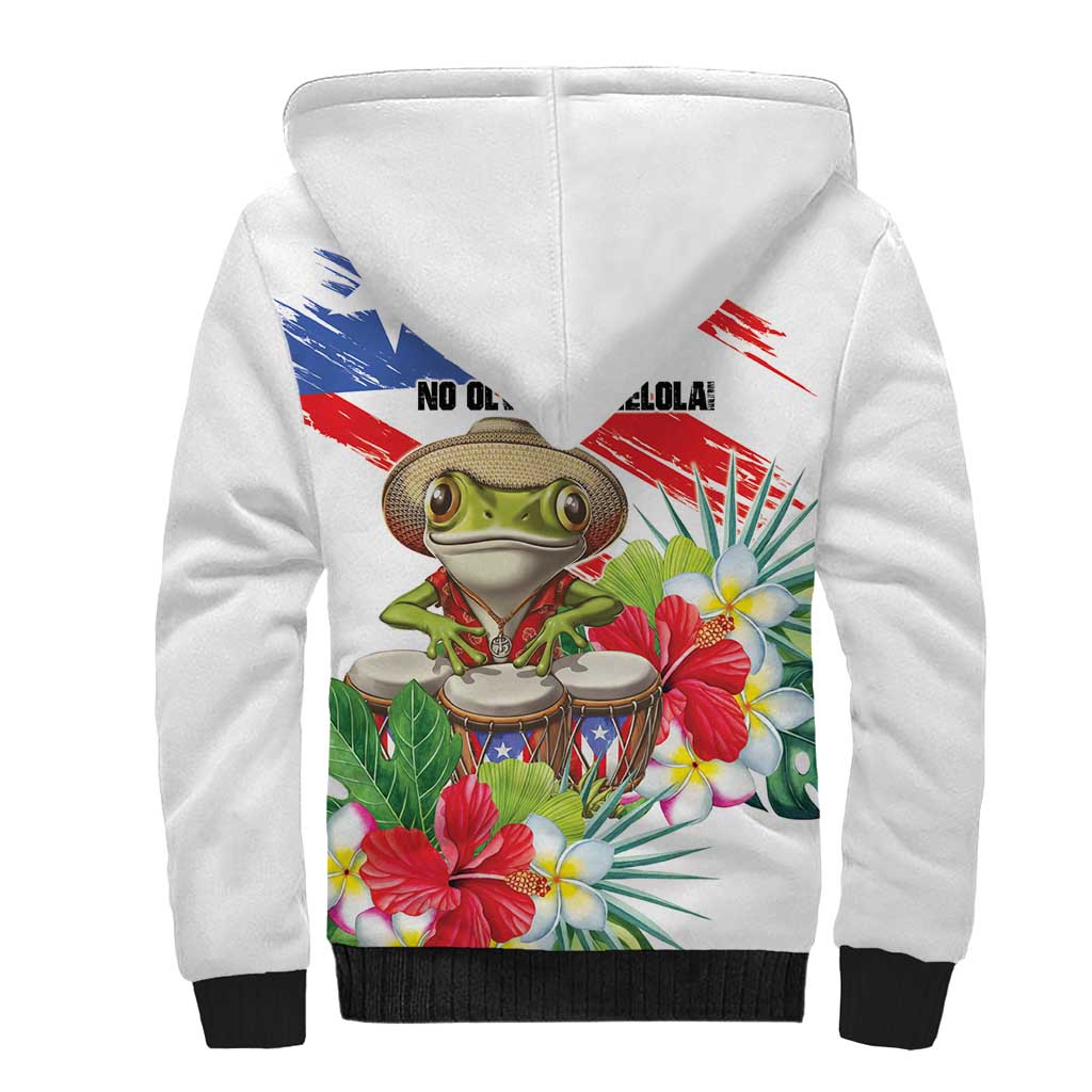 Coqui Frog Puerto Rico Sherpa Hoodie No No Suelte La Bandera
