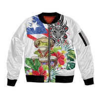 Coqui Frog Puerto Rico Sleeve Zip Bomber Jacket No No Suelte La Bandera