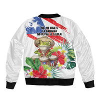 Coqui Frog Puerto Rico Sleeve Zip Bomber Jacket No No Suelte La Bandera