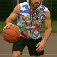 Coqui Frog Puerto Rico Sleeveless Zip Hoodie No No Suelte La Bandera