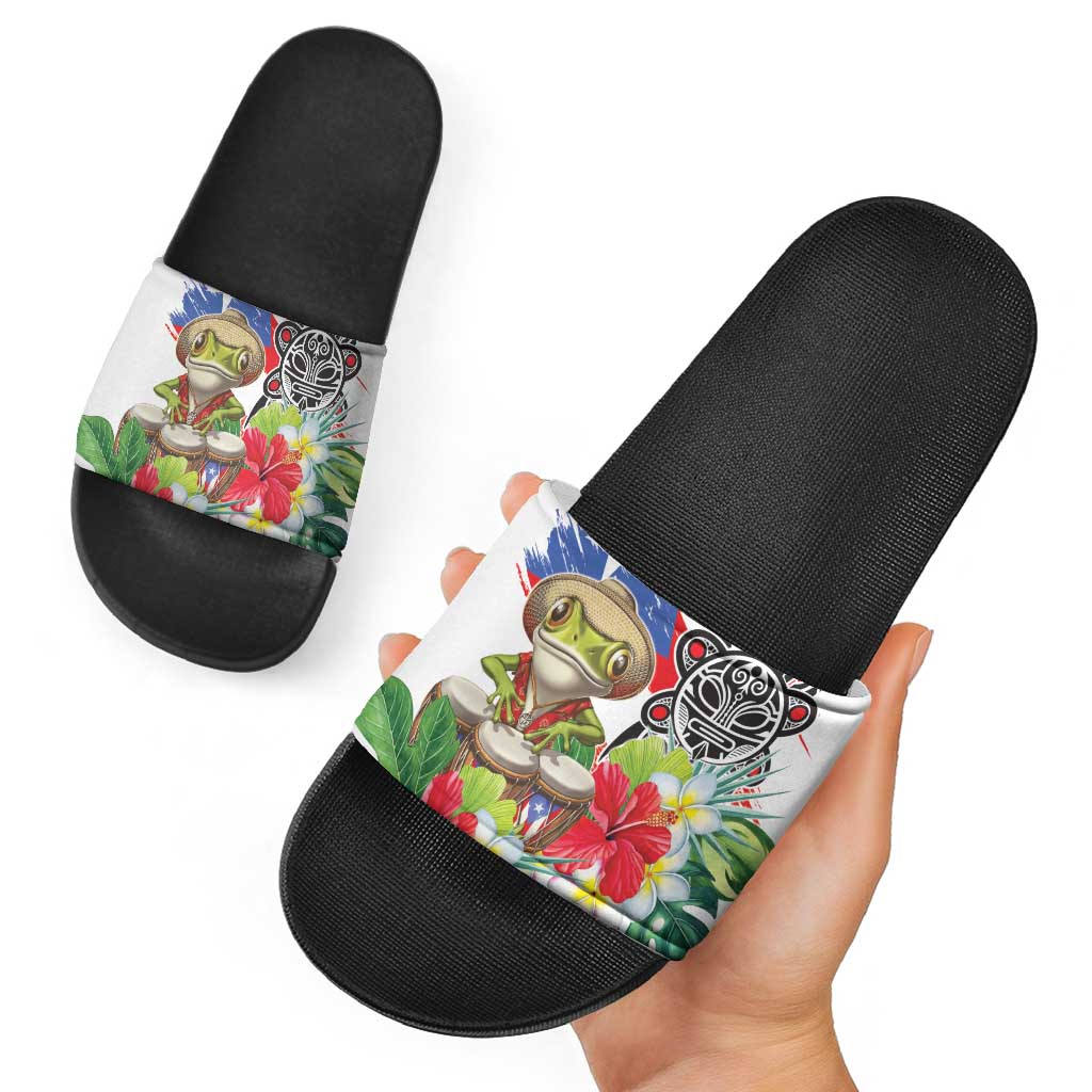 Coqui Frog Puerto Rico Slide Sandals No No Suelte La Bandera