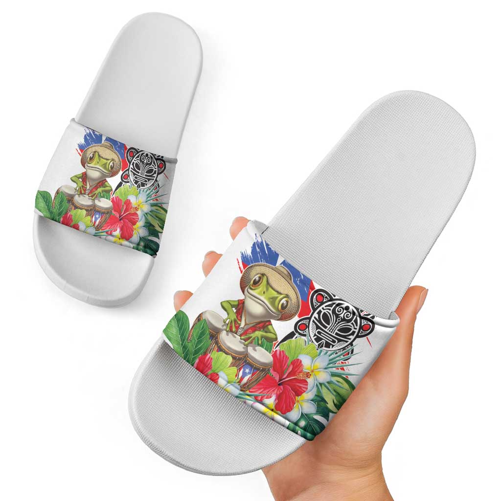 Coqui Frog Puerto Rico Slide Sandals No No Suelte La Bandera