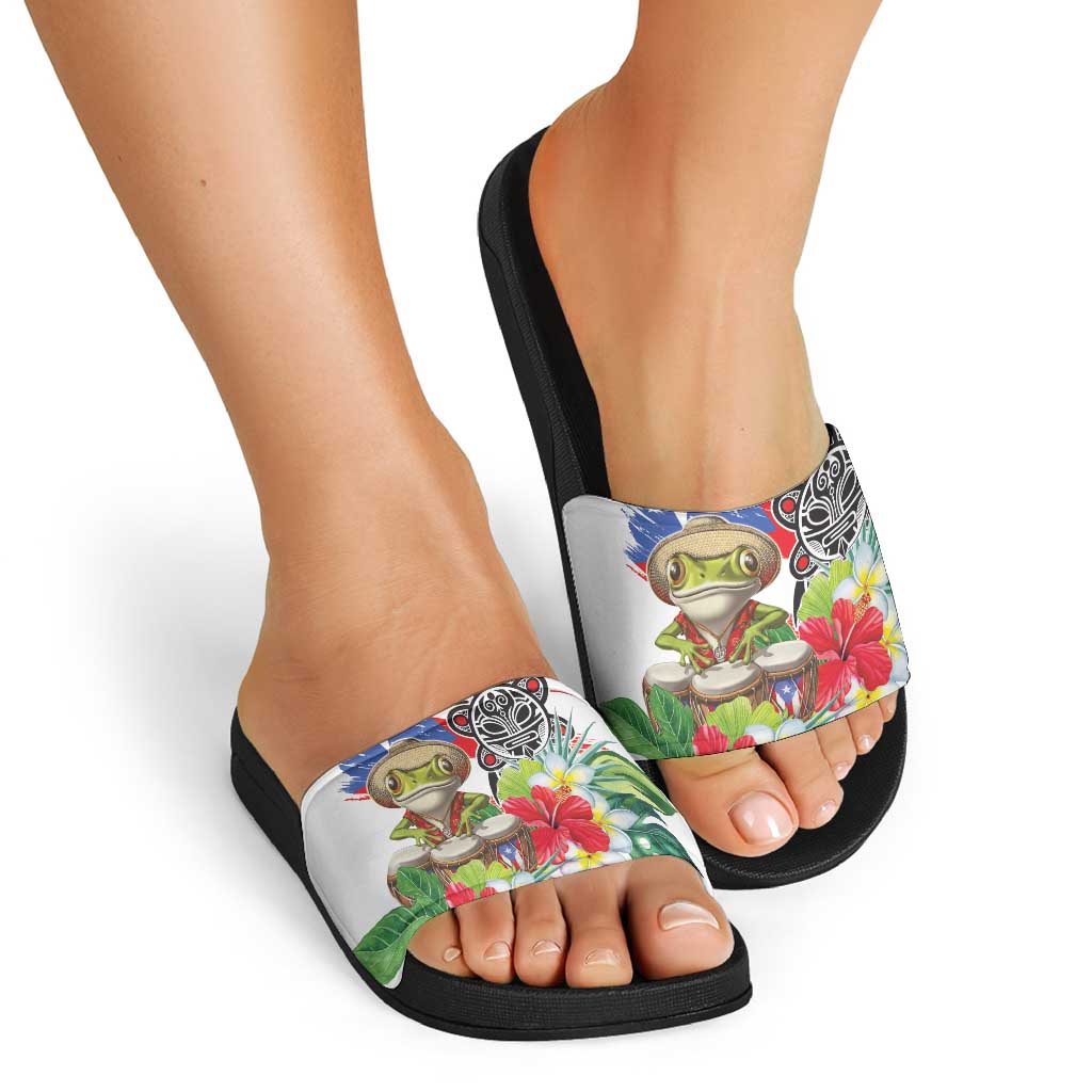 Coqui Frog Puerto Rico Slide Sandals No No Suelte La Bandera