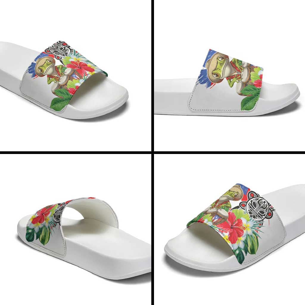 Coqui Frog Puerto Rico Slide Sandals No No Suelte La Bandera