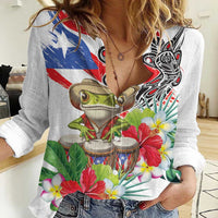 Coqui Frog Puerto Rico Women Casual Shirt No No Suelte La Bandera