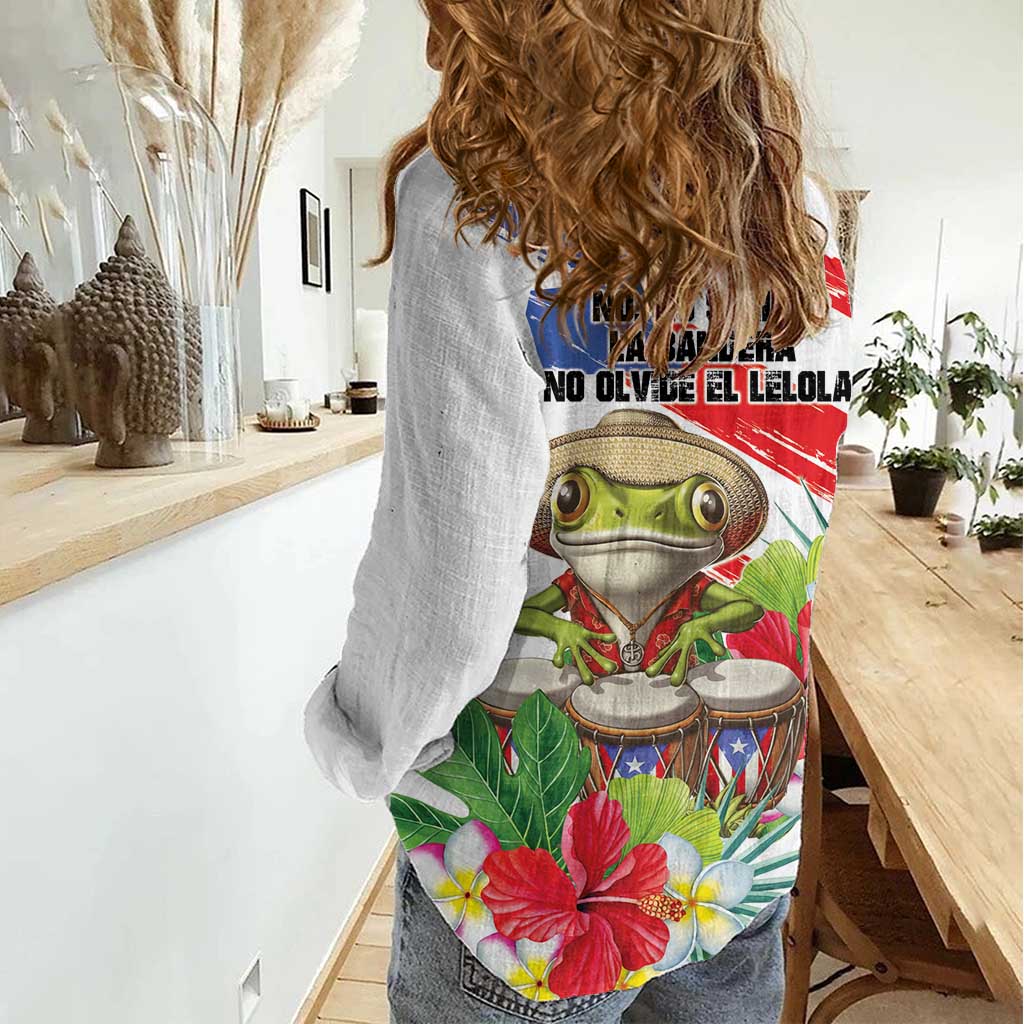 Coqui Frog Puerto Rico Women Casual Shirt No No Suelte La Bandera