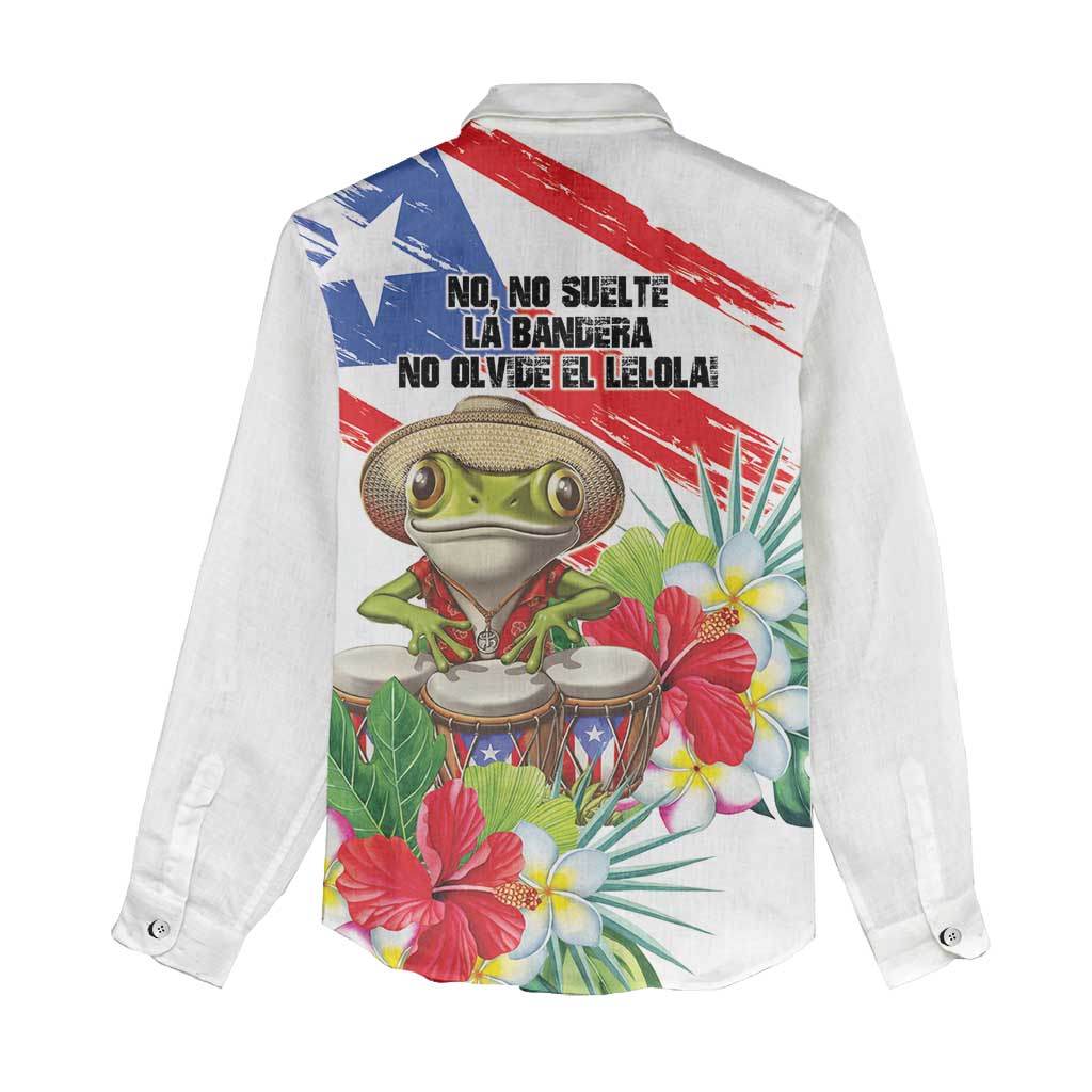 Coqui Frog Puerto Rico Women Casual Shirt No No Suelte La Bandera