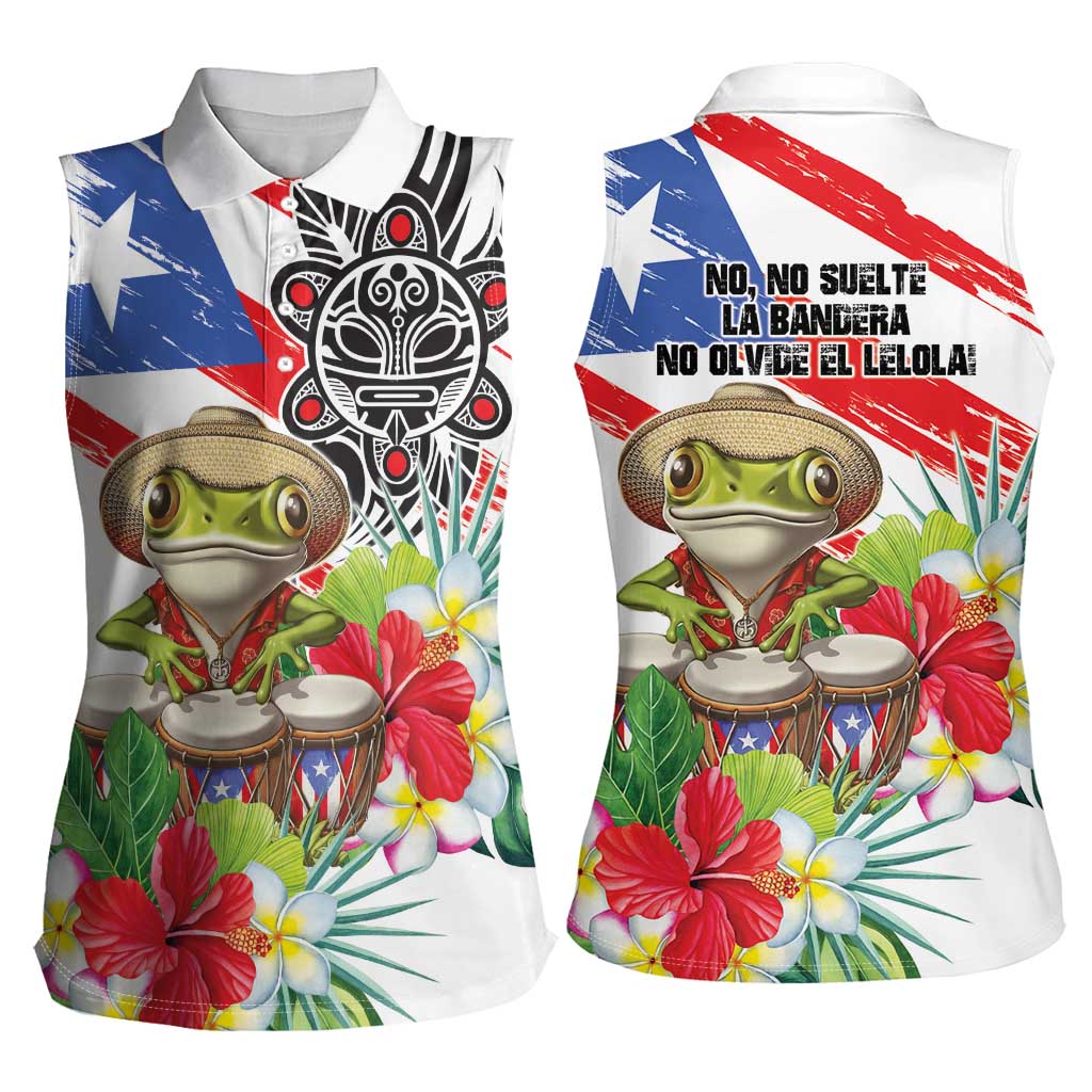 Coqui Frog Puerto Rico Women Sleeveless Polo Shirt No No Suelte La Bandera