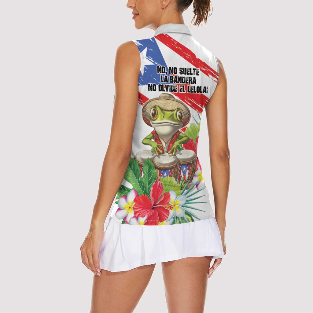 Coqui Frog Puerto Rico Women Sleeveless Polo Shirt No No Suelte La Bandera