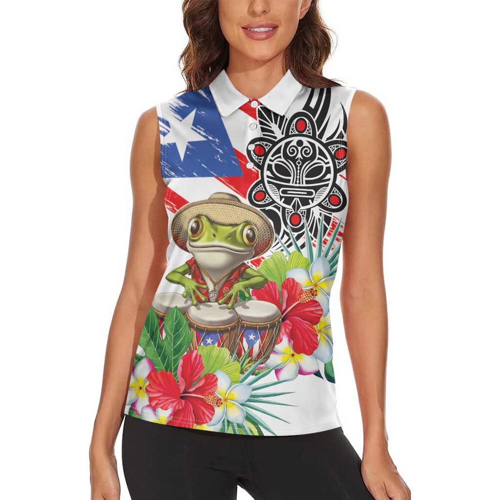 Coqui Frog Puerto Rico Women Sleeveless Polo Shirt No No Suelte La Bandera