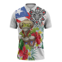 Coqui Frog Puerto Rico Zipper Polo Shirt No No Suelte La Bandera