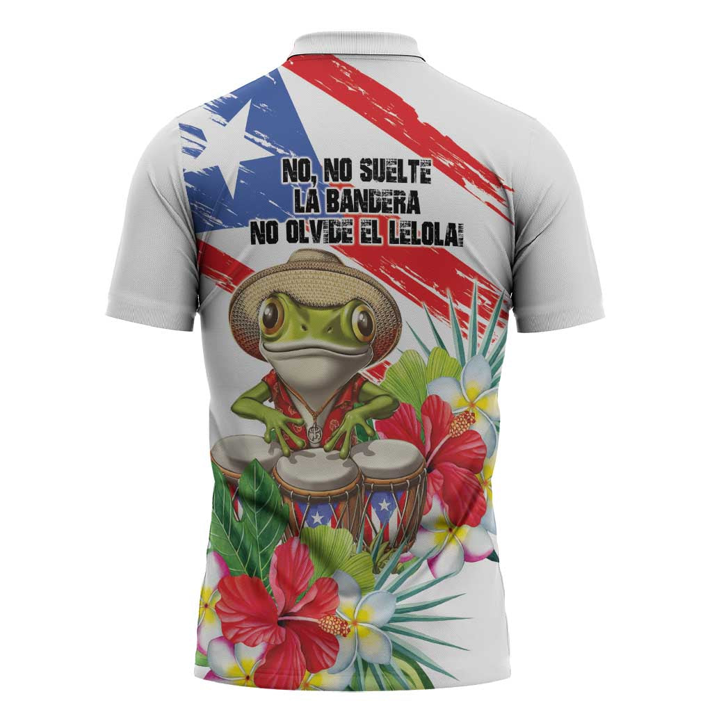 Coqui Frog Puerto Rico Zipper Polo Shirt No No Suelte La Bandera