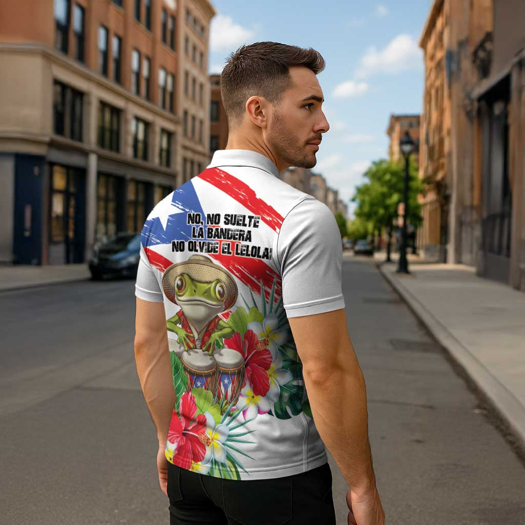 Coqui Frog Puerto Rico Zipper Polo Shirt No No Suelte La Bandera