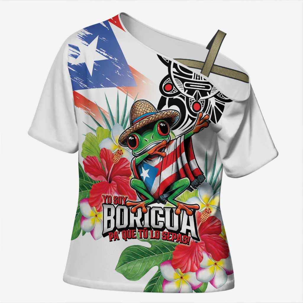 Puerto Rican Yo Soy Boricua Cross Shoulder Shirt
