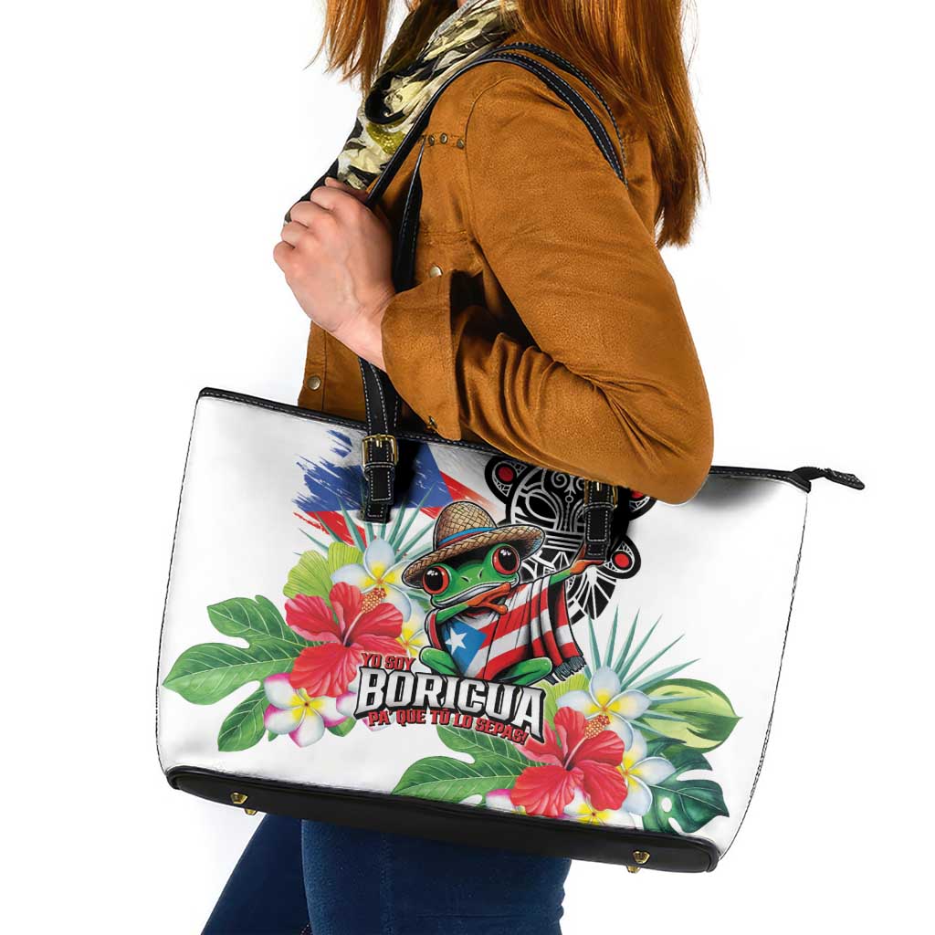 Puerto Rican Yo Soy Boricua Leather Tote Bag