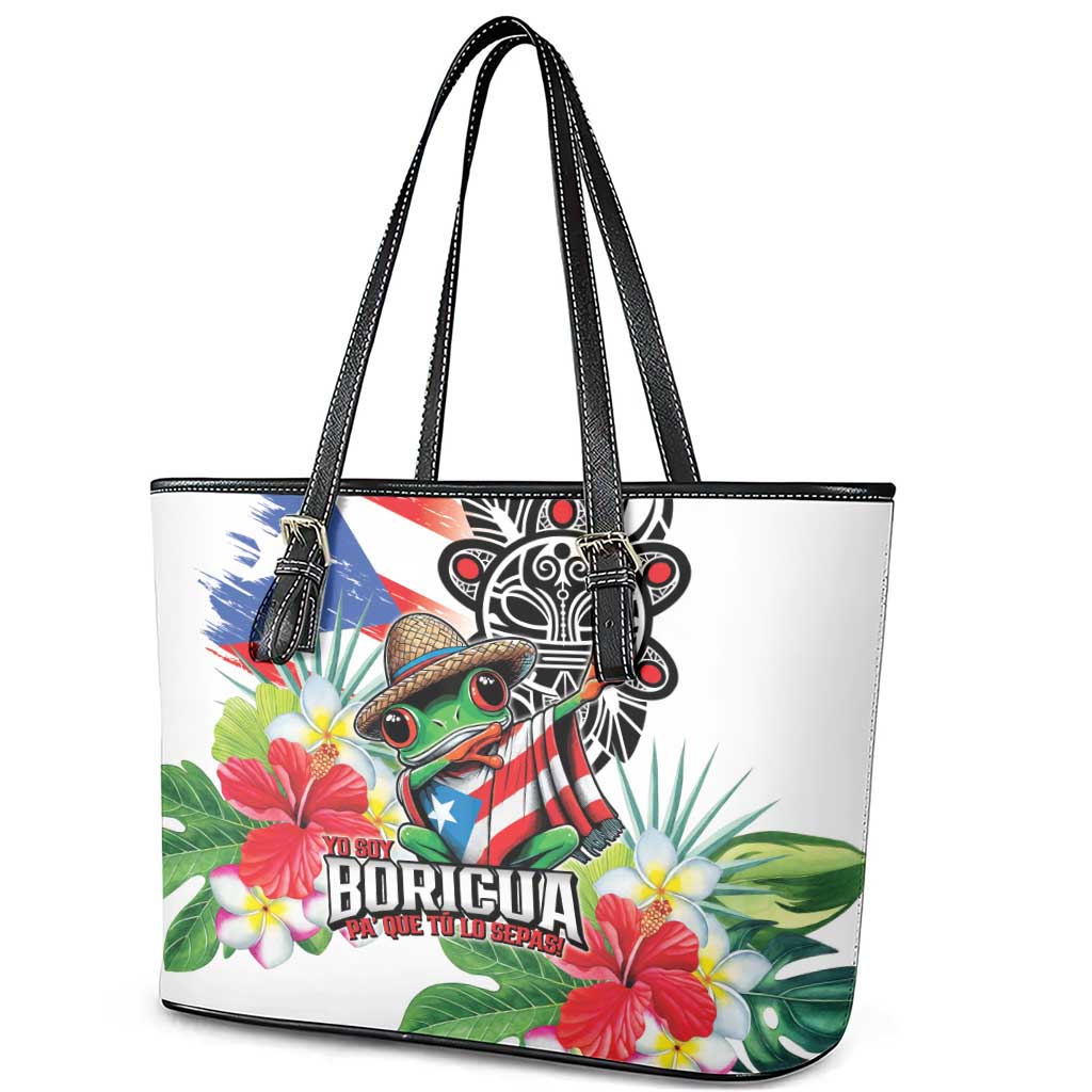 Puerto Rican Yo Soy Boricua Leather Tote Bag