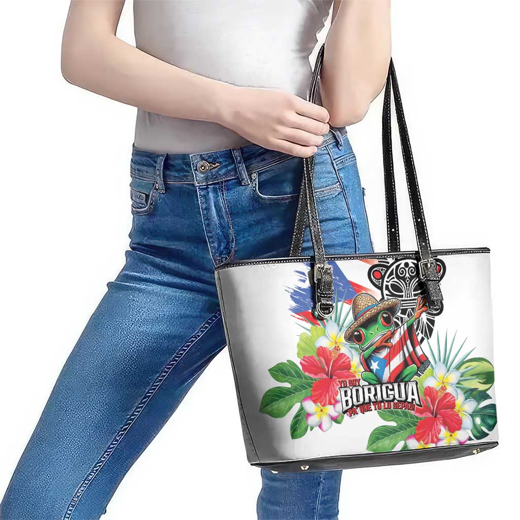 Puerto Rican Yo Soy Boricua Leather Tote Bag