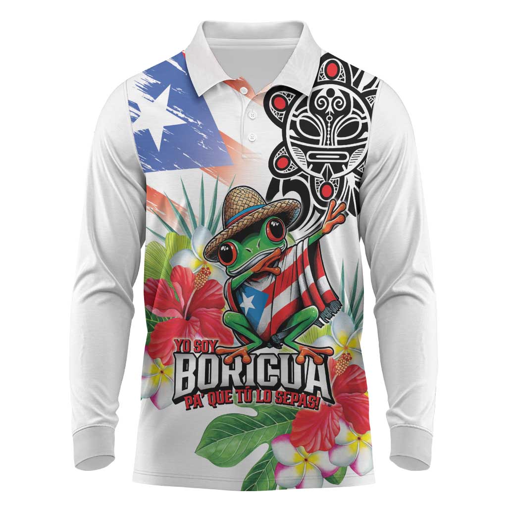 Puerto Rican Yo Soy Boricua Long Sleeve Polo Shirt