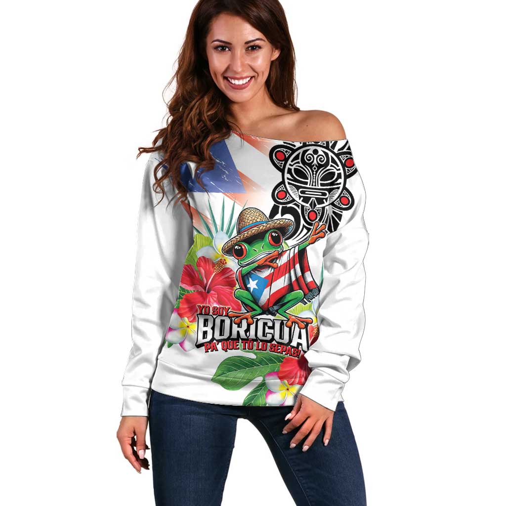 Puerto Rican Yo Soy Boricua Off Shoulder Sweater