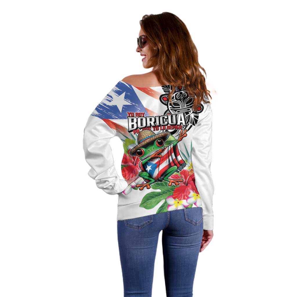Puerto Rican Yo Soy Boricua Off Shoulder Sweater