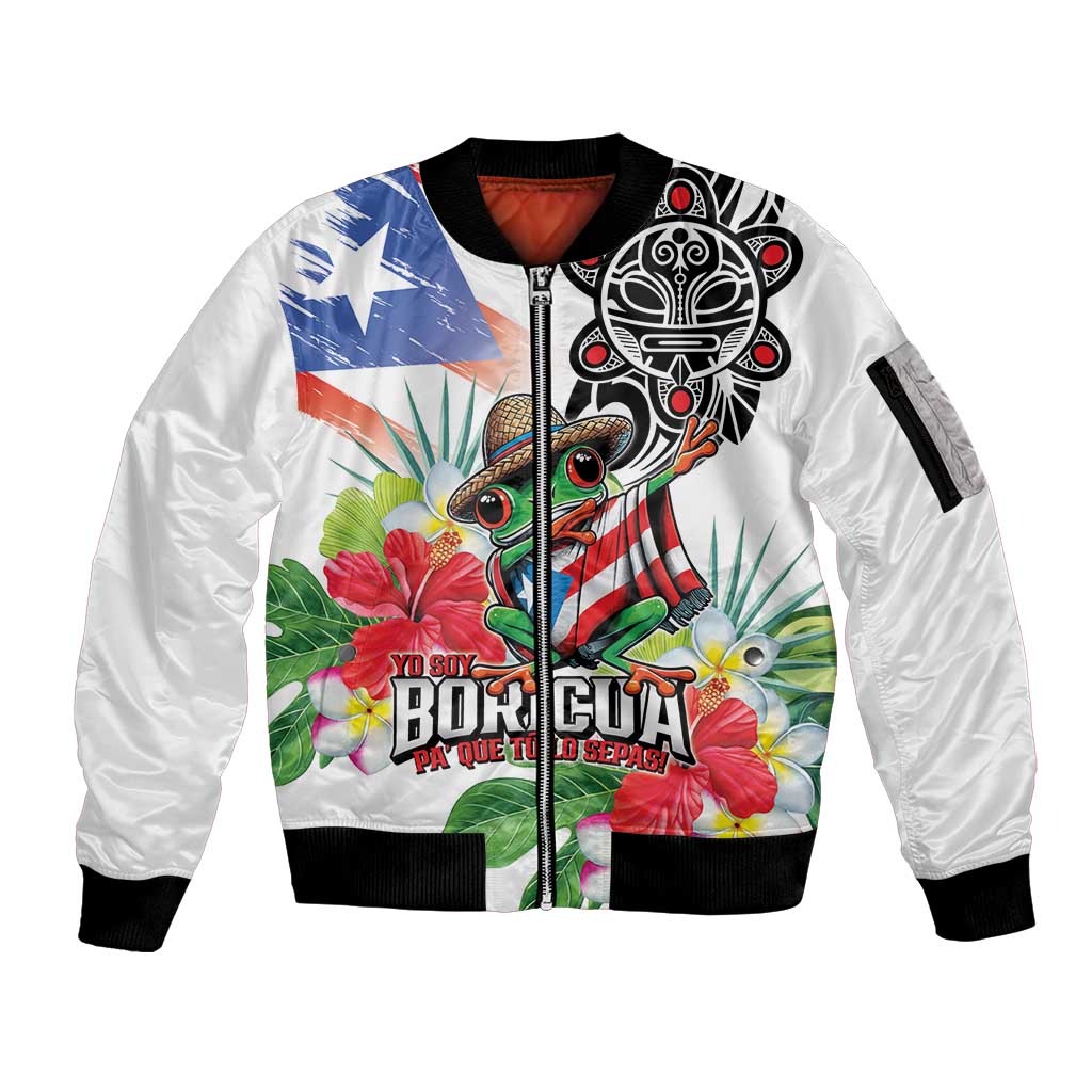 Puerto Rican Yo Soy Boricua Sleeve Zip Bomber Jacket