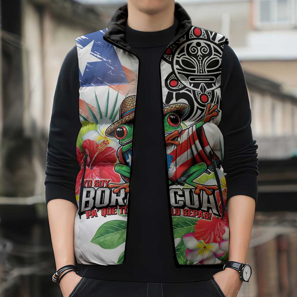 Puerto Rican Yo Soy Boricua Sleeveless Puffer Jacket