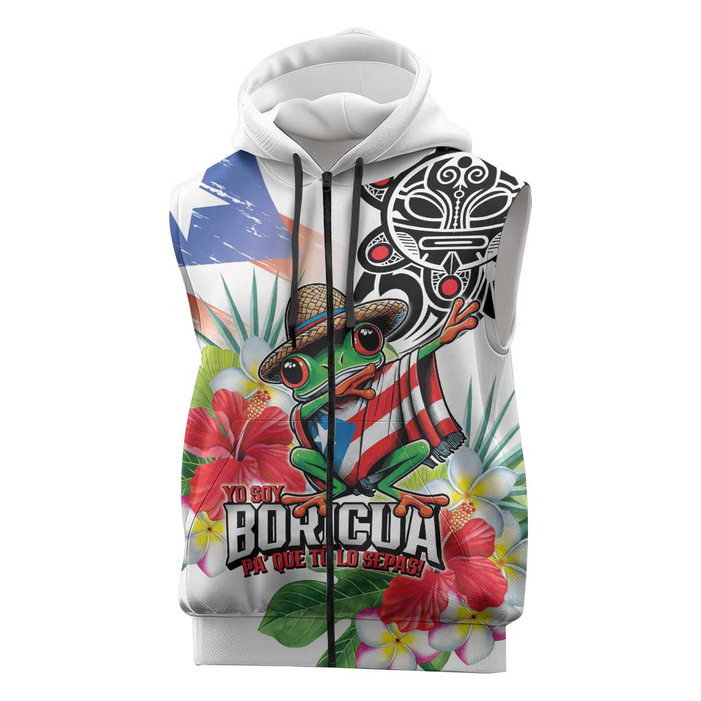 Puerto Rican Yo Soy Boricua Sleeveless Zip Hoodie