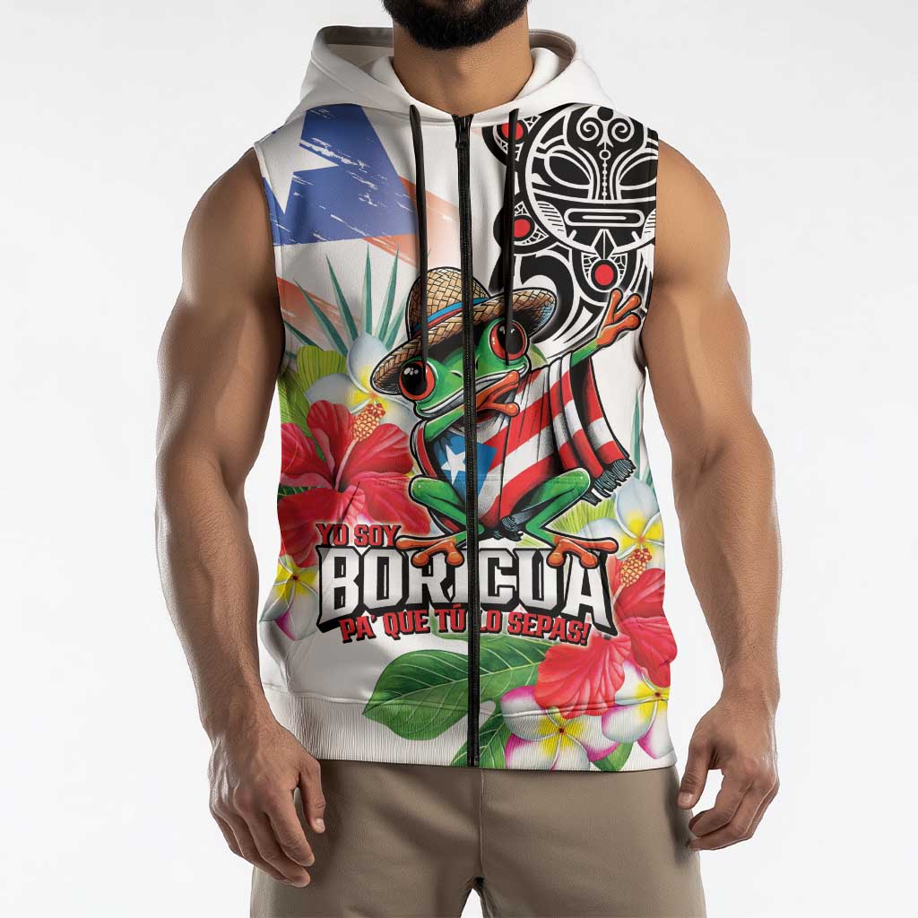 Puerto Rican Yo Soy Boricua Sleeveless Zip Hoodie
