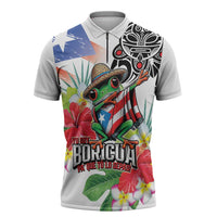 Puerto Rican Yo Soy Boricua Zipper Polo Shirt