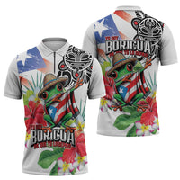 Puerto Rican Yo Soy Boricua Zipper Polo Shirt