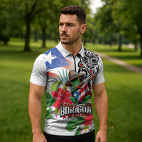 Puerto Rican Yo Soy Boricua Zipper Polo Shirt