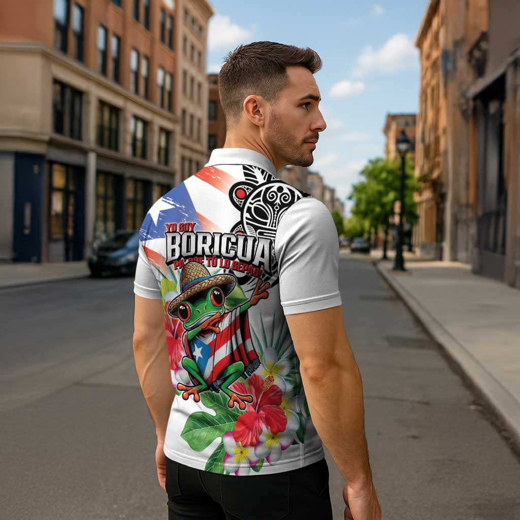 Puerto Rican Yo Soy Boricua Zipper Polo Shirt