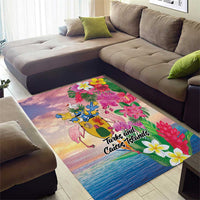 Turks And Caicos Islands Area Rug Flamingos Tropical Beauty Beach