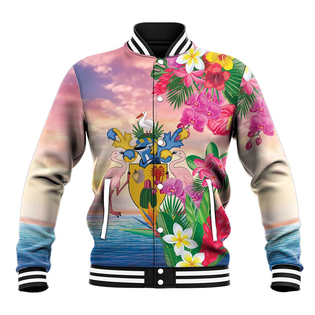 Turks And Caicos Islands Baseball Jacket Flamingos Tropical Beauty Beach