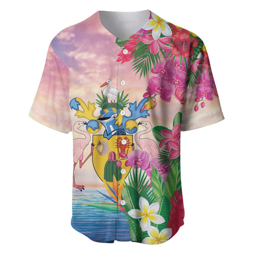 Turks And Caicos Islands Baseball Jersey Flamingos Tropical Beauty Beach