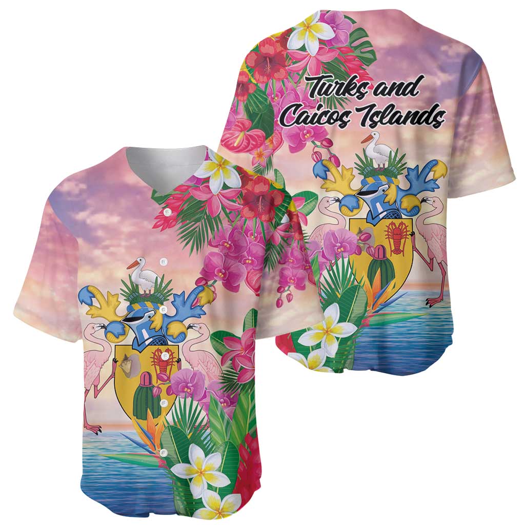 Turks And Caicos Islands Baseball Jersey Flamingos Tropical Beauty Beach