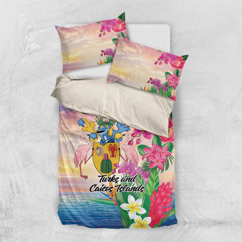 Turks And Caicos Islands Bedding Set Flamingos Tropical Beauty Beach